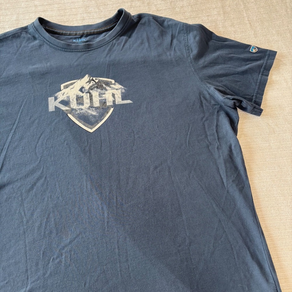Kuhl Wildfibre Mens XL Blue Organic Cotton Mountain Logo Graphic T-Shirt